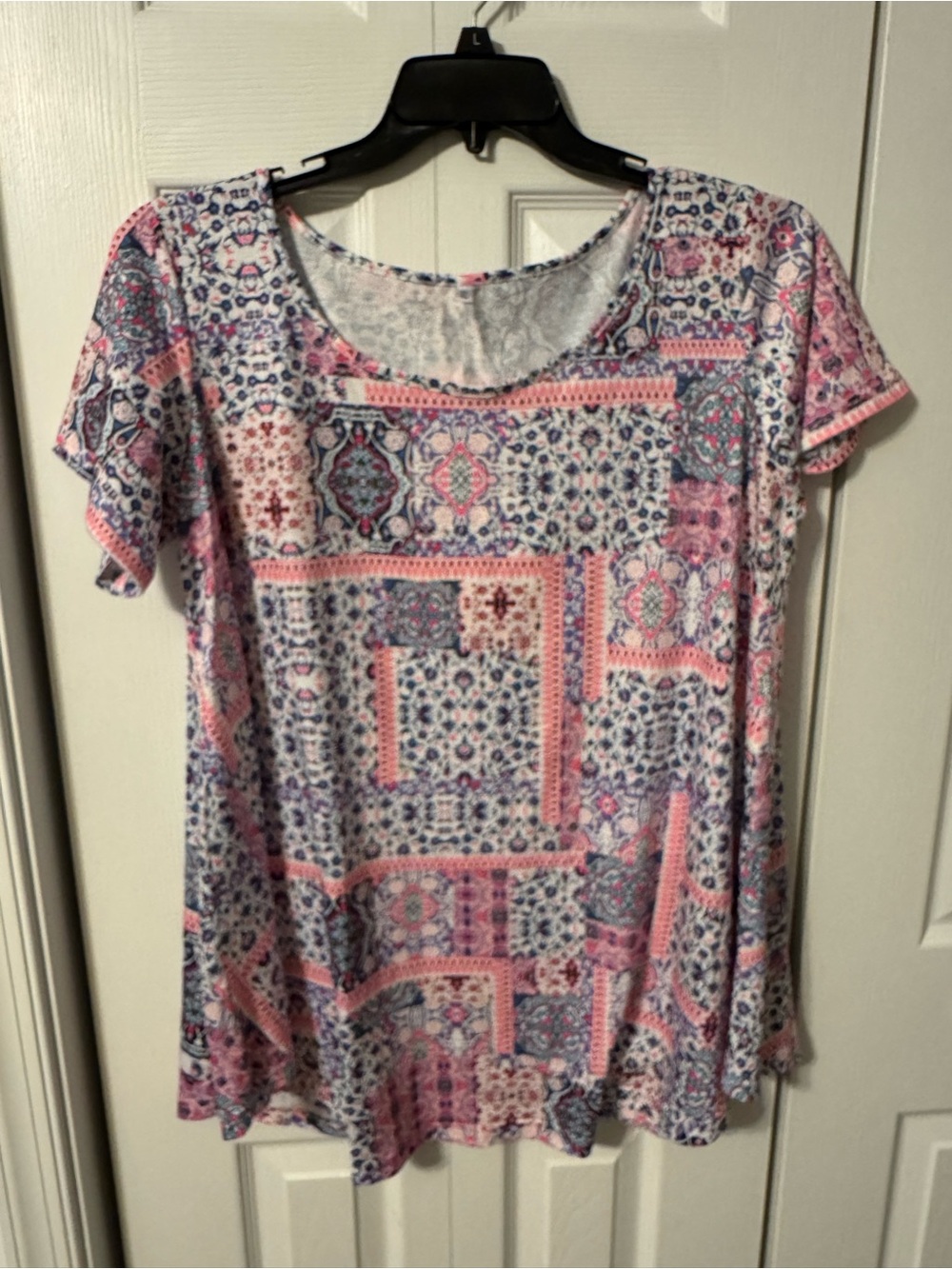 Women’s Pink Multi-Pattern Short Sleeve Top